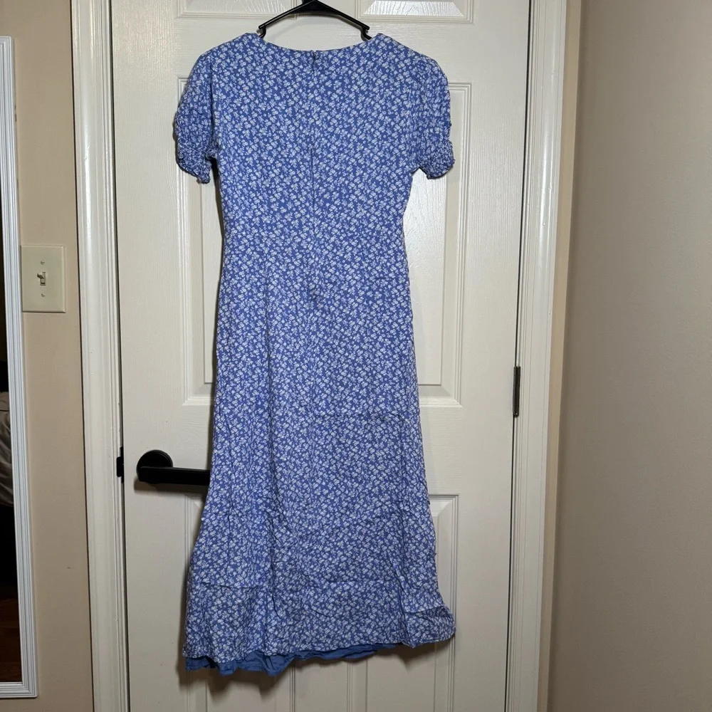 Bardot Light Blue Floral Midi Dress Size S - Picture 7 of 11